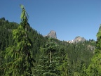 Cowlitz Chimneys rise to the west of the Owyhigh Trail.