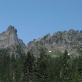 Cowlitz Chimneys rise to the west of the Owyhigh Trail.
