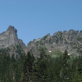 Cowlitz Chimneys rise to the west of the Owyhigh Trail.