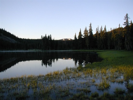 Sunrise on Breitenbush Lake. I'm sure this lake would be more hospitable in the fall but we had clouds of mosquitoes around the lake.