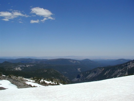 Looking to the east, we can see the drier land of Central Oregon in the far distance.