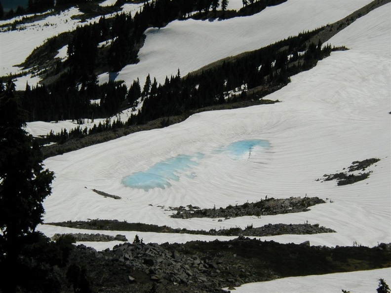 Even in July Russell Lake was still frozen at the east end of Jefferson Park.