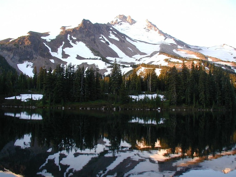Mt. Jefferson at sunset from the north side of Scout Lake.