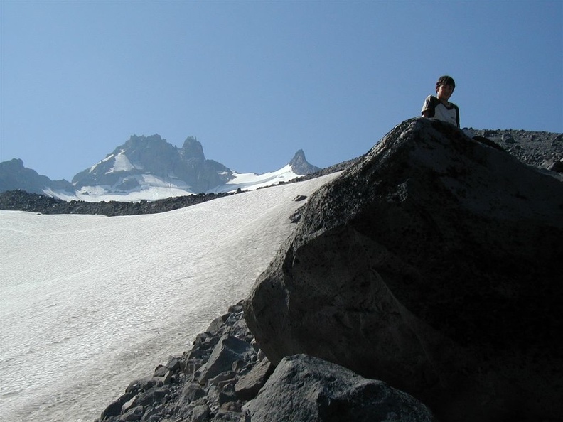 Vernon takes a break from climbing up a ridge on Mt. Jefferson.