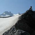 Vernon takes a break from climbing up a ridge on Mt. Jefferson.