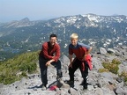 Bruce and Lance posing high on the slopes of Mt. Jefferson after our climb up from Jefferson Park.