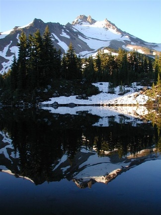 Mt. Jefferson from Bays Lake in Jefferson Park, OR.