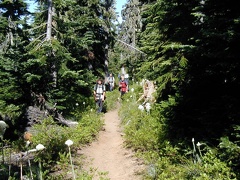 A view of the intrepid backpackers on the Whitewater Trail, almost to the end.