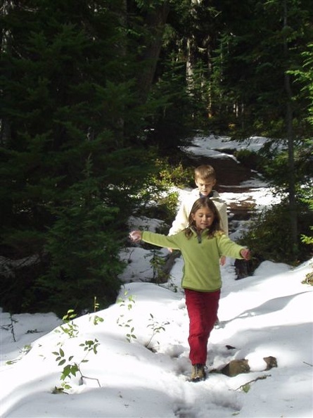 Brie getting ready to toss another snowball at dad.