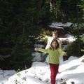 Brie getting ready to toss another snowball at dad.