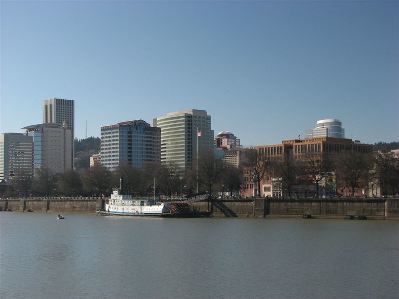 Portland East Bank Esplanade showing the sternwheeler Portland at the Portland Maritime Museum.