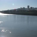 Looking south towards Portland from the East Bank Esplanade with the Willamette River in the foreground.
