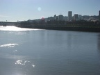 Looking south towards Portland from the East Bank Esplanade with the Willamette River in the foreground.