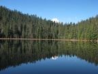 Only the summit of Mt. Hood can be seen from the southern end of Upper Twin Lake.  