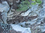 A viewpoint along the Palmateer Point View Trail is at a cliff. This is looking straight down.