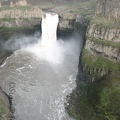 Palouse Falls plunges over a basalt precipice and makes quite a show in the spring. This is from the overlook near the parking lot.