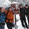 Hiking the Wonderland seems like a great alternative. It will be nice and quiet since the road isn't open. Left to right, Steve, Meagan, Tim, and Mark