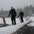 Mark and Tim crossing the Nisqually at Cougar Rock Campground.