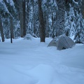 Meagan's tent the next morning. Look at all that new snow.
