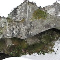 A jagged rock along the trail is decorated with lichen. I imagine this rock was covered with snow within a week and is now buried.