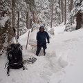 Meagan's picture of me cutting snow blocks.