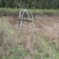 Ladder crossing of a barbed-wire fence on the northern end of the Ridgefield National Wildlife Refuge.