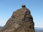 Rock pinnacle with an egg-shaped rock along the Saddle Mountain Trail