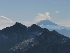 Mt. Adams in the distance and mountains of the Tatoosh Range from the Skyline Trail at Mt. Rainier National Park.