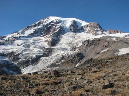Mt. Rainier along the Skyline Trail going down from Panorama Point.