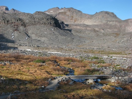 Skyline Trail crossing a small creek in the fall.