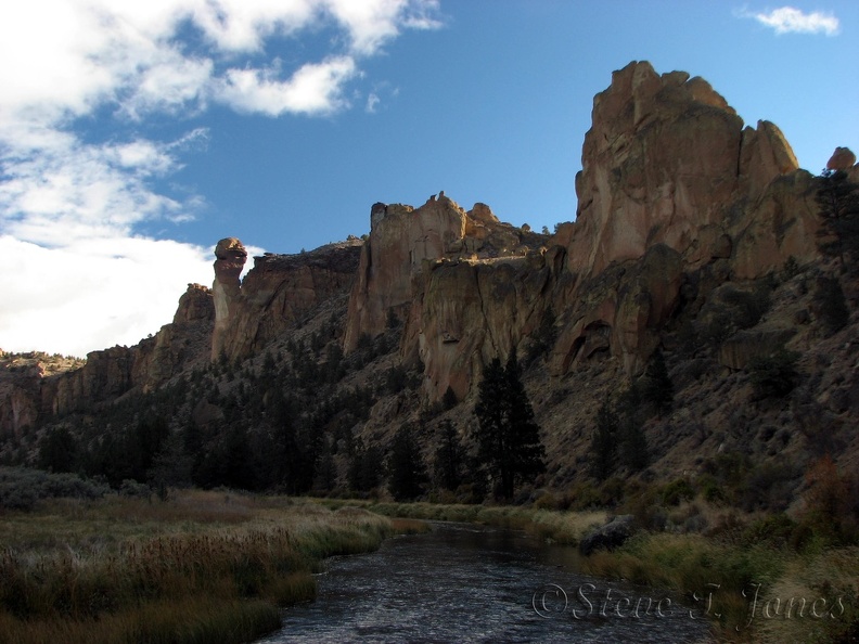 Monkey Face is the tower of rock in the left side of the picture. It looks like it could fall over at any time, but is actually a very large spire of rock.