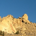 The striations in the rocks suggest the land was tilted in some past geologic time.