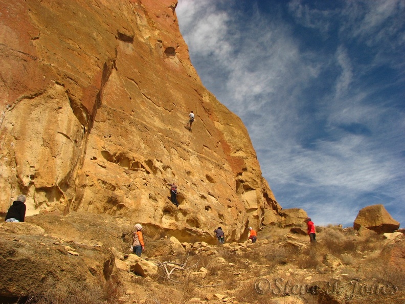 Climbers practice on the faces of Smith Rock State Park.