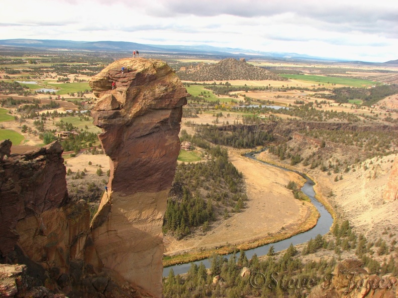 Monkey Face is a 400 foot spire of rock that is popular with climbers at Smith Rock State Park.