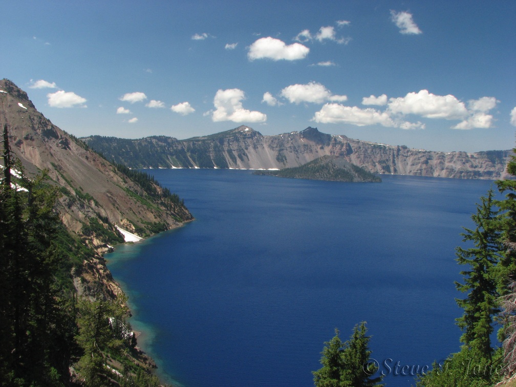 A nice view of Crater Lake and Wizard Island from Sun Notch Trail.
