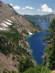 A nice view of Crater Lake showing the greener water at the shoreline as seen from Sun Notch Trail.