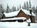 Near the trailhead looking at the National Park Inn at Mt. Rainier National Park.