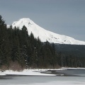 Mt. Hood from the south shore of Trillium Lake. Even in late winter the lake is melting out along the shoreline.