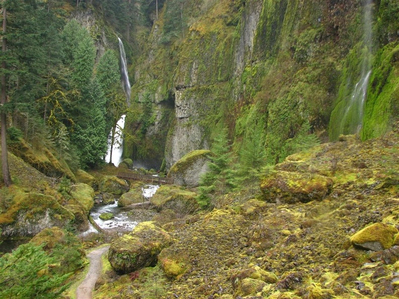 Wahclella Falls, Tanner Creek, and veil waterfall