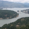 Looking east from Wauna Viewpoint towards Cascade Locks and the Bridge of the Gods which crosses the Columbia River