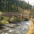 Cable and wood suspension bridge across Eagle Creek. This is taken from near the trailhead