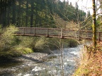 Cable and wood suspension bridge across Eagle Creek. This is taken from near the trailhead