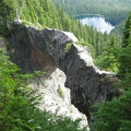 We had just hiked up from the lakes below and lost most of the elvation going down the trail leading to the bridge.  If we had only known, we might have looked up more closely from below to see the bridge from the lake.