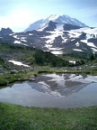 Rainier reflection from high up in Spray Park