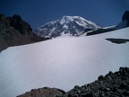 A close up view of Flett glacier with the summit above