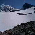 Observation rock looms high above the glacier