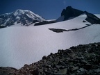 Observation rock looms high above the glacier