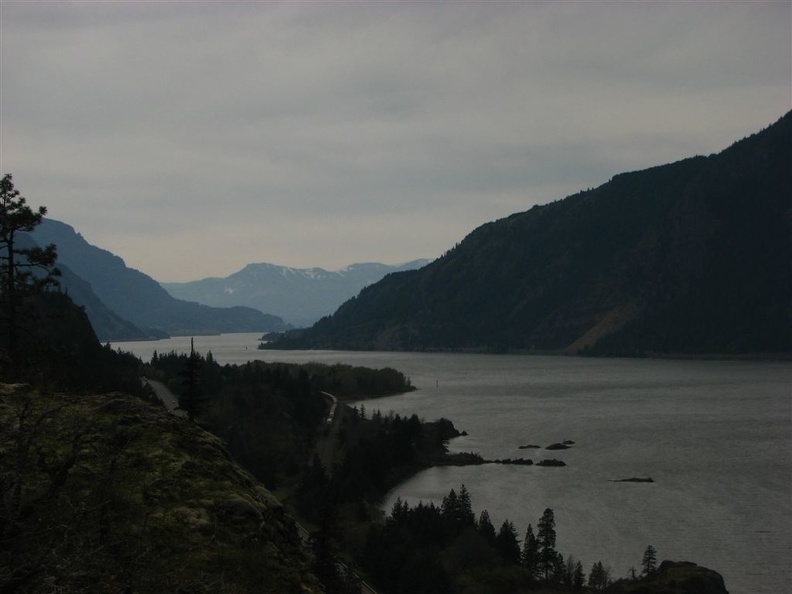 Looking west from the viewpoint at about mile 1.5. This is just before the trail begins climbing up past the powerlines and towards Wygant Peak