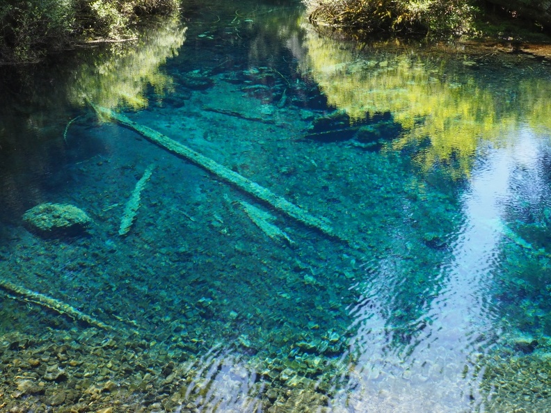 Clear Lake near Great Springs shows the blue color of the water.