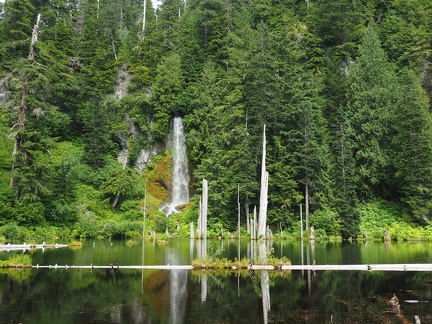 June Lake and one of several waterfalls that flow into it.